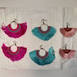 Colorful Fringe Hoop Earrings Bundle